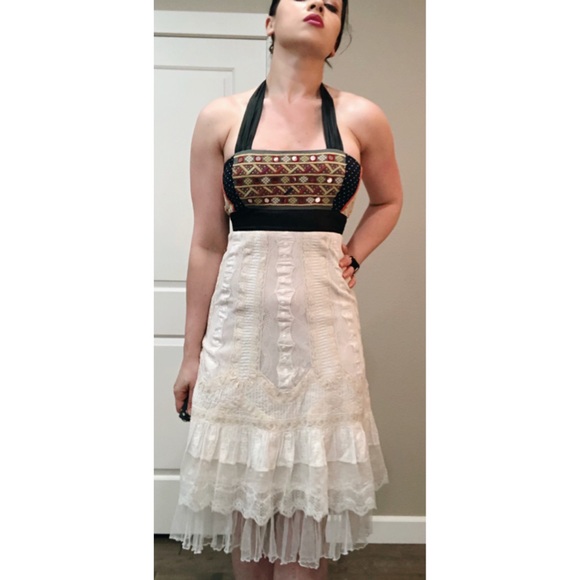 Anthropologie Zehavale White Lace Halter Dress 2 - Picture 5 of 13
